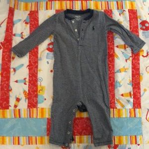 Ralph Lauren boys onesie, blue & white 9 mos